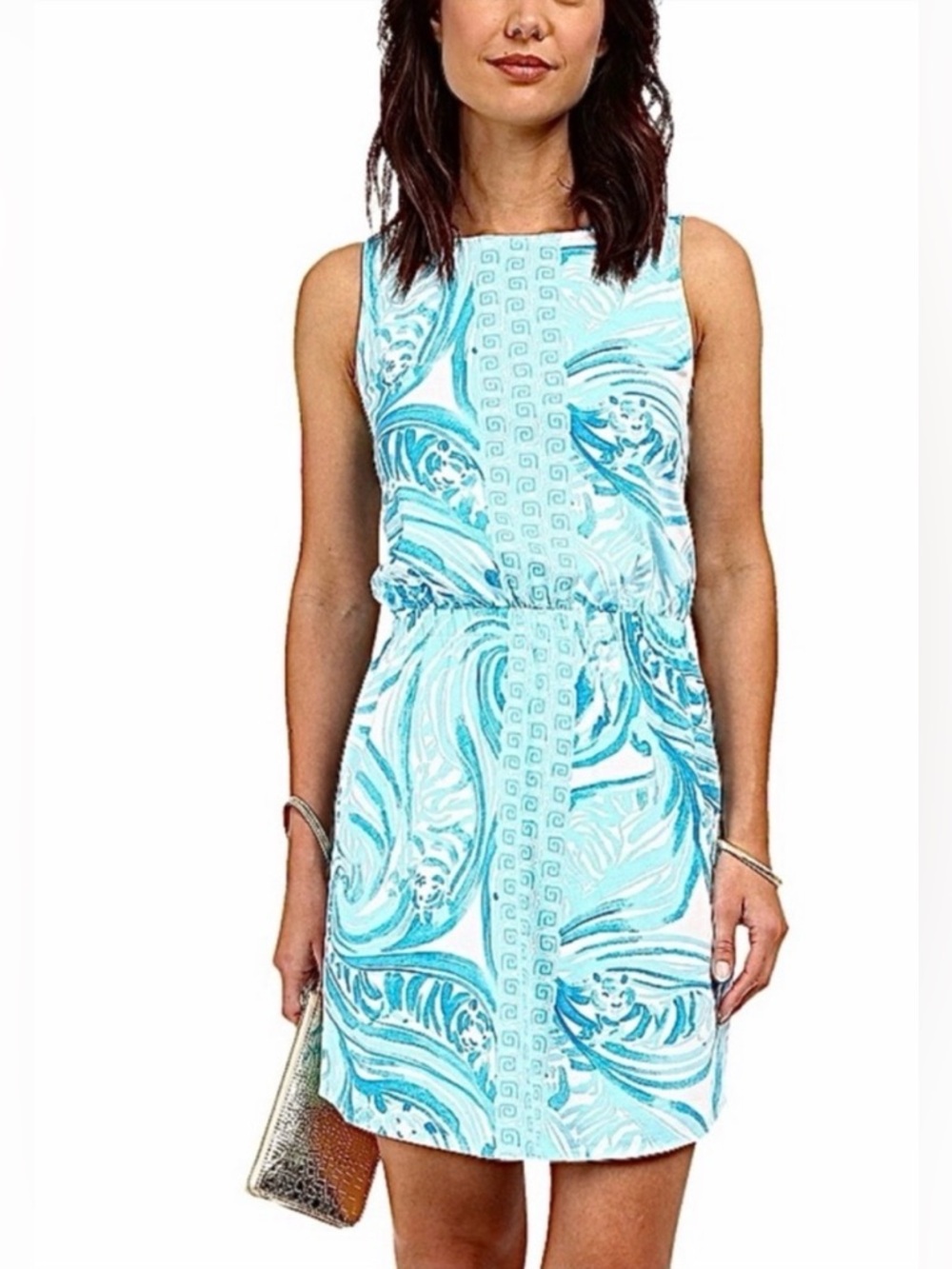 Lilly Pulitzer Windward Dress Blue Sea Ruffles XS Sleeveless